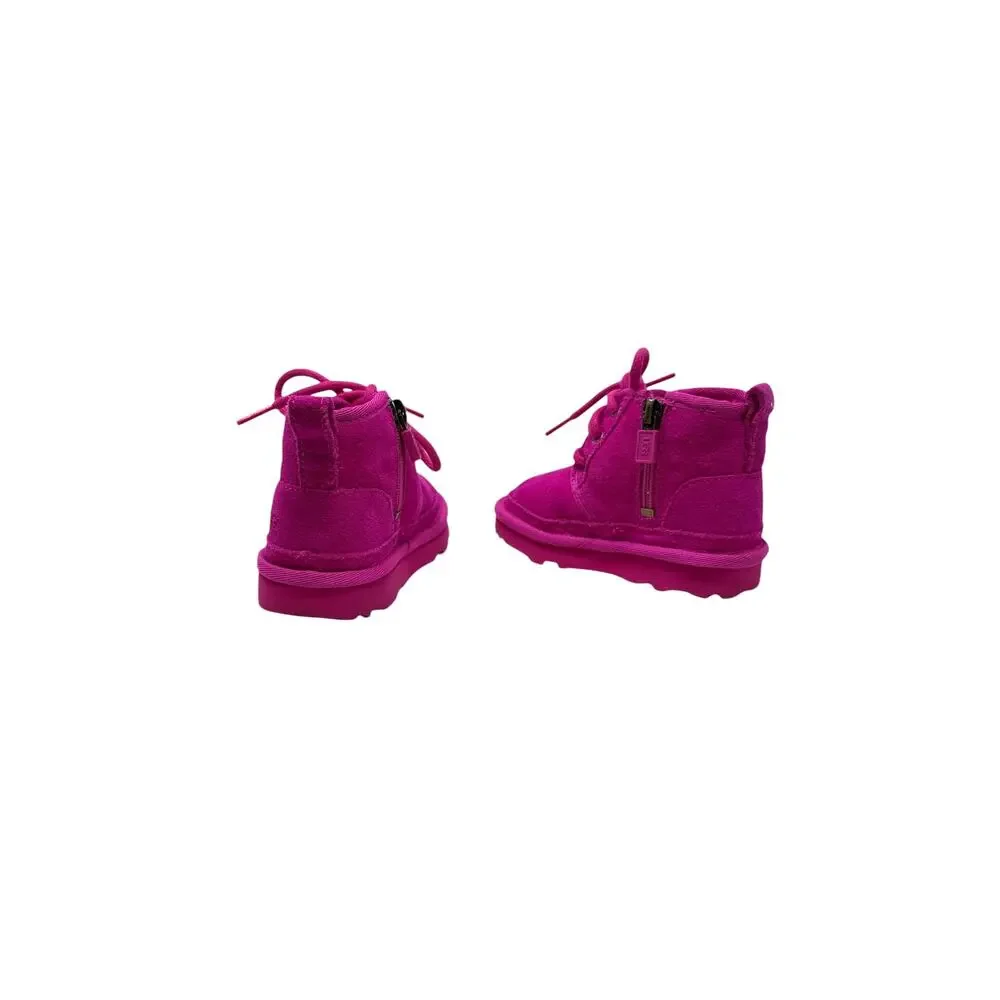 UGG Neumel II Toddler Boots Pink Fuchsia Suede Lace Up Zip Kids Size‎ 6